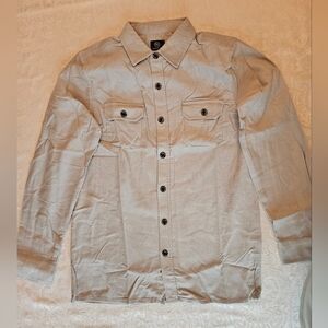 Men's Corduroy Grey Beige Shirt, Snover, Small, NWT